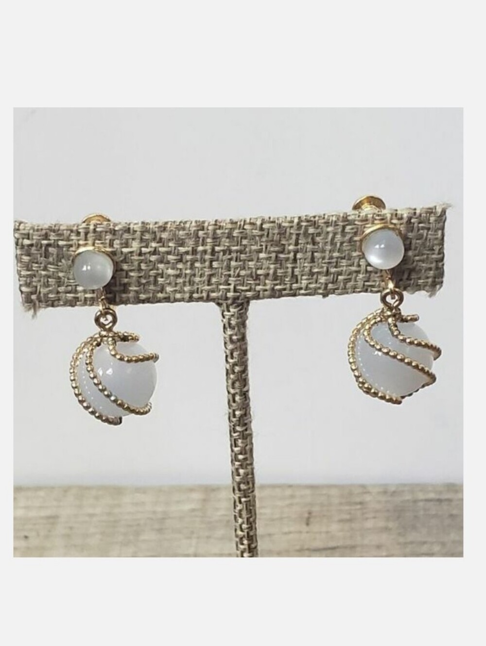 SCREW-BACK Caged Resin Pearl Earrings
